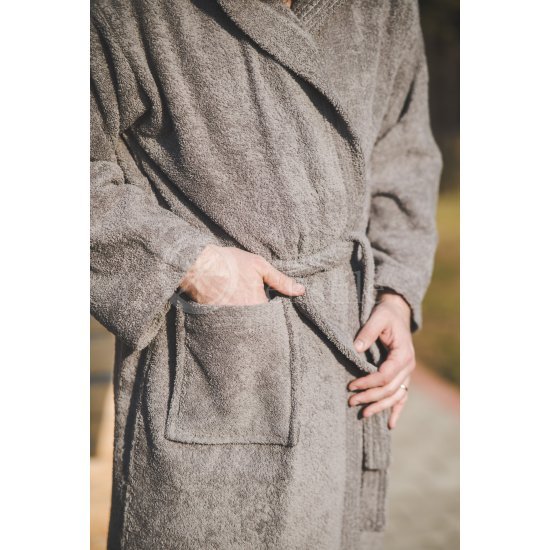 Cotton bathrobe with a hood ,,Grey"